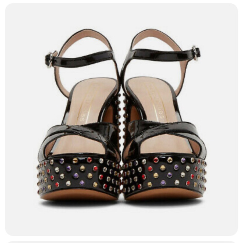 Marc Jacobs Patent Disco Bling Sparkle Glam Studded Mary Jane Leather heels - Picture 3 of 9
